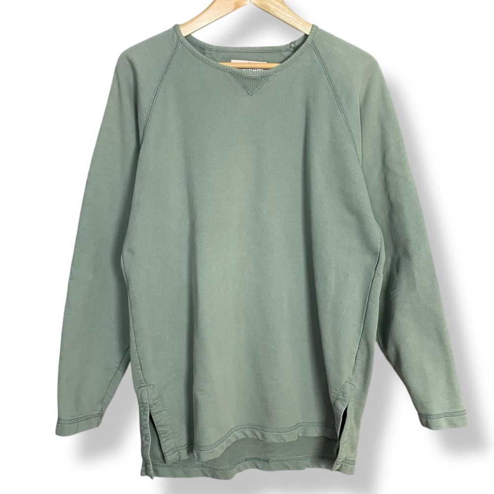 Vintage Sweatshirt‎ Men Muted Green Size Medium Grunge FLAWS Long Sleeves 90s